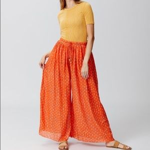 Free People Orange Wide Leg Pants